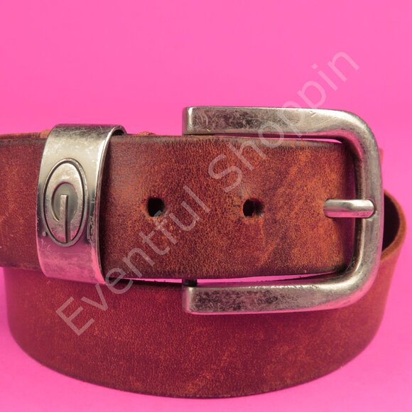 Fossil Georgia Bulldogs Distressed Leather Top Grain Cowhide Belt in Brown 34 - Picture 5 of 9